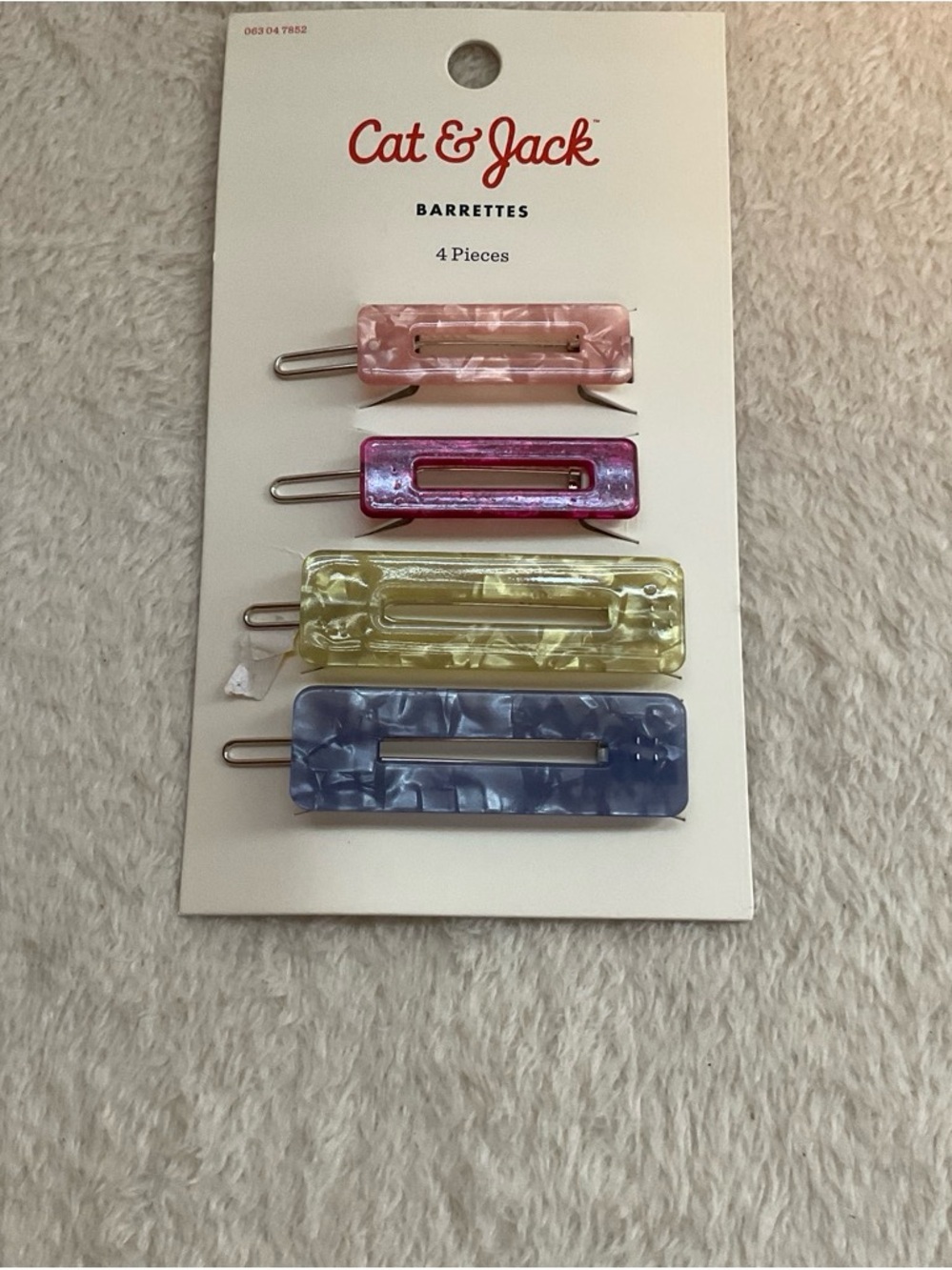 Cat & Jack Marble-Effect Rectangular Hair Clips — Pink, Fuchsia, Yellow, Blue
